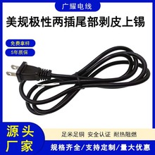 美规极性两插尾部剥皮上锡2芯18AWG电源线美标二插尾部剥皮上锡
