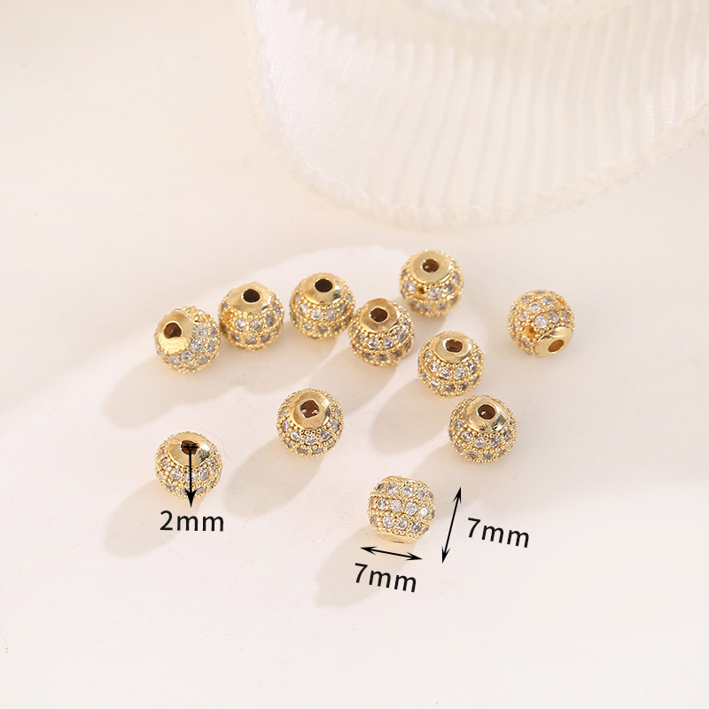Style 11 Three rows of diamond-inlaid circular beads 7mm