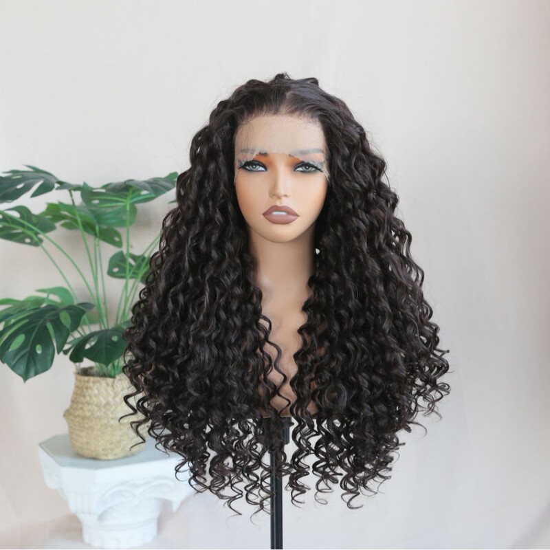 6*13 Lace Front Wavy Wig Black High Temperature Resistant Glueless Wig Suitable for Beginners