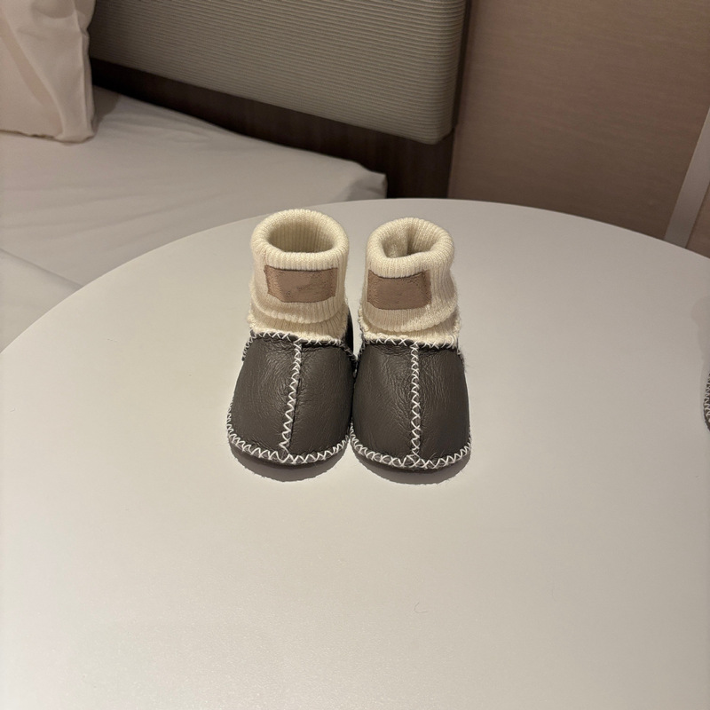 桑坡纯色羊皮毛一体宝宝棉鞋婴幼儿鞋室内步前鞋袜软底男宝女宝|undefined
