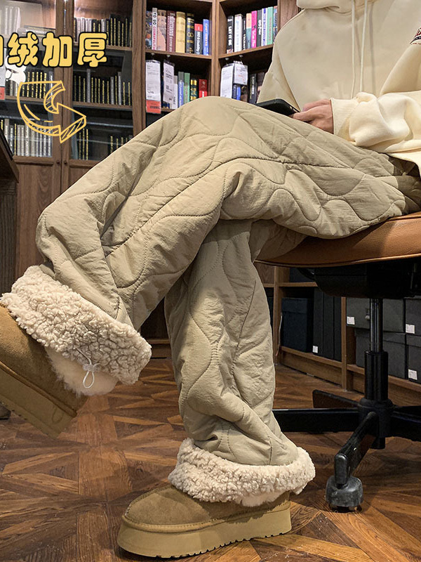 東北零下40度ズボン男性冬の子羊のベルベットとベルベットの厚い綿のカジュアルパンツ防風保温スキーパンツ