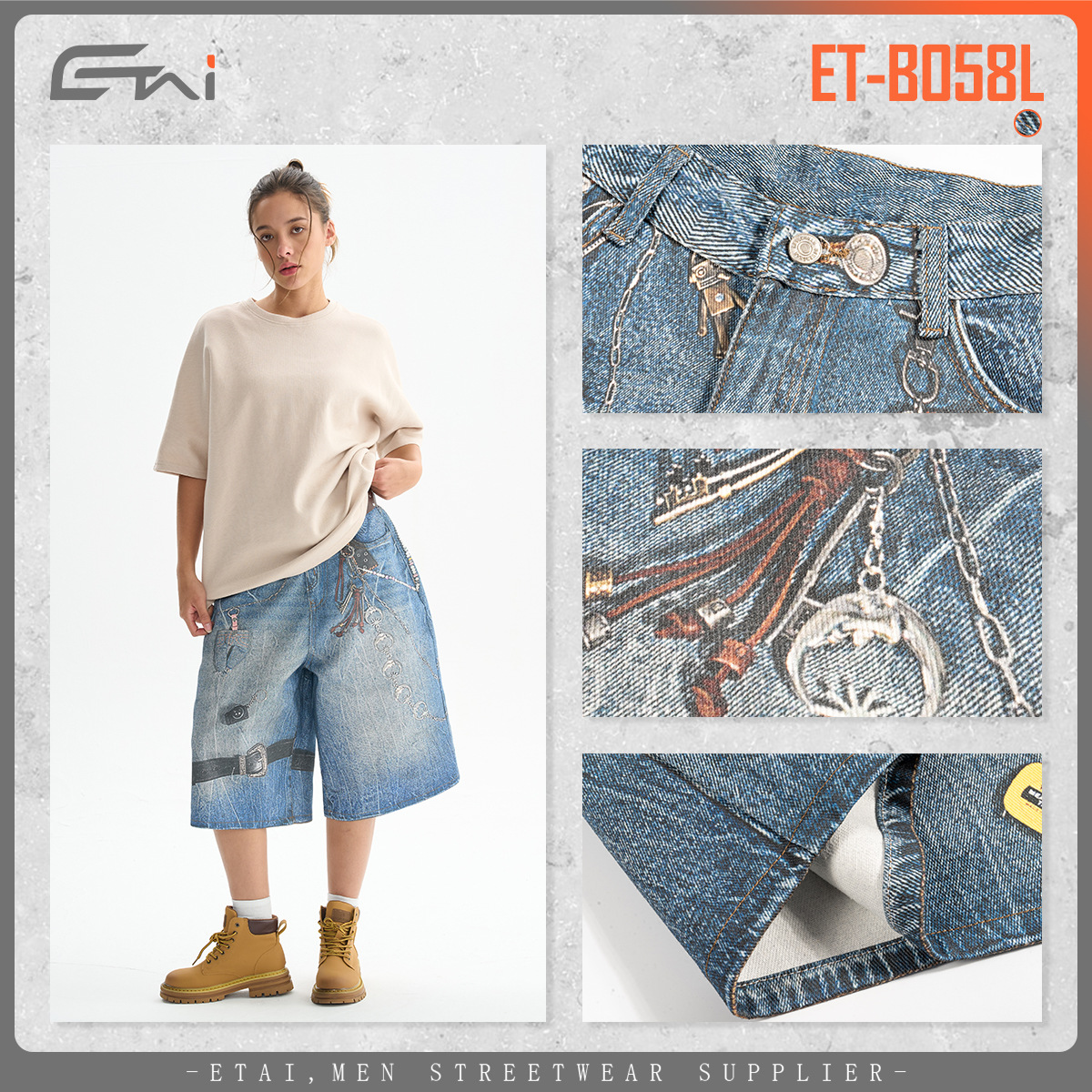 ETAI Hombre| Pantalones de alta calidad de algodón pesado 3D impresos con tendencia universal de verano para hombres y mujeres
