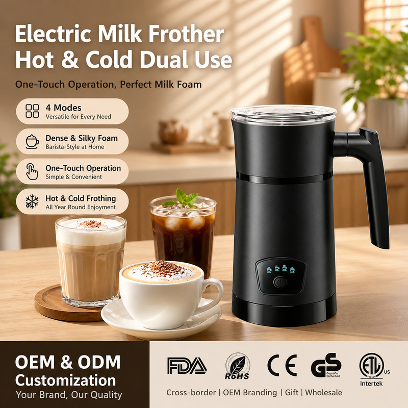 Electric milk frother for both hot and cold use, fully automatic home-use coffee magnetic milk frother, hot and cold milk frother, wholesale