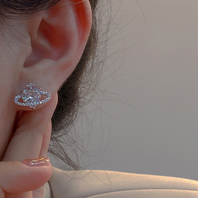 Holiday, Daily Occasion Alloy Material 1 Pair Lady Flower Bow Knot Inlay Alloy Artificial Diamond Earrings