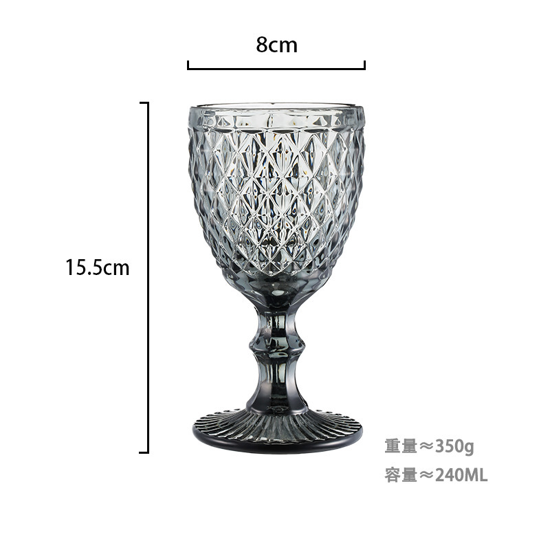 Gran por mayor transfronterizo vasos de vino en relieve europeos tazas de vidrio de colores tazas de bebida de jugo de frutas espesadas tazas de leche de boda tazas de pies altos