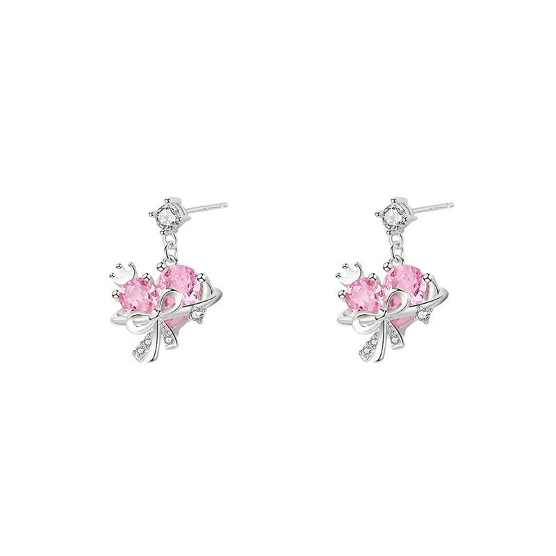 【 Pink Planet 】 Silver Bow Love Earnail Design Advanced Ear Jewelry Gift Set_voghion.com