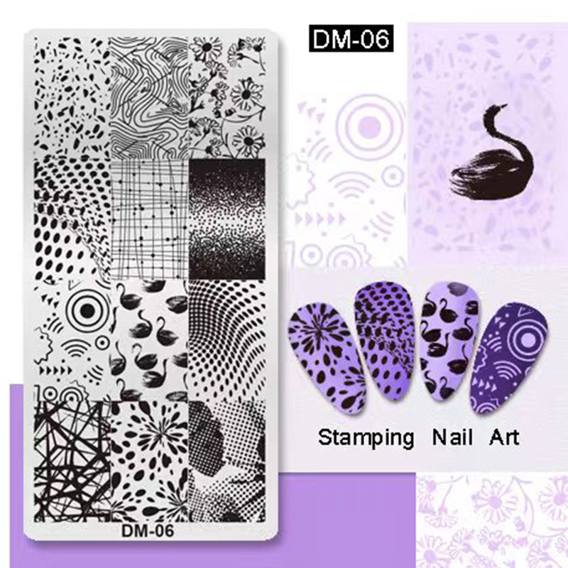 2022 nueva impresión de transferencia de Arte de uñas placa de acero impresión rectangular placa de acero de impresión de transferencia de aceite Tablero de dibujo en color de película Azul serie DM