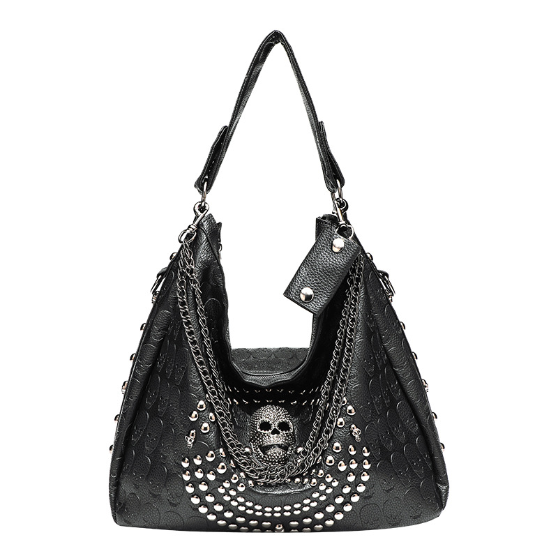 Borsa tote donna punk con borchie e teschio a spalla o tracolla_voghion.com