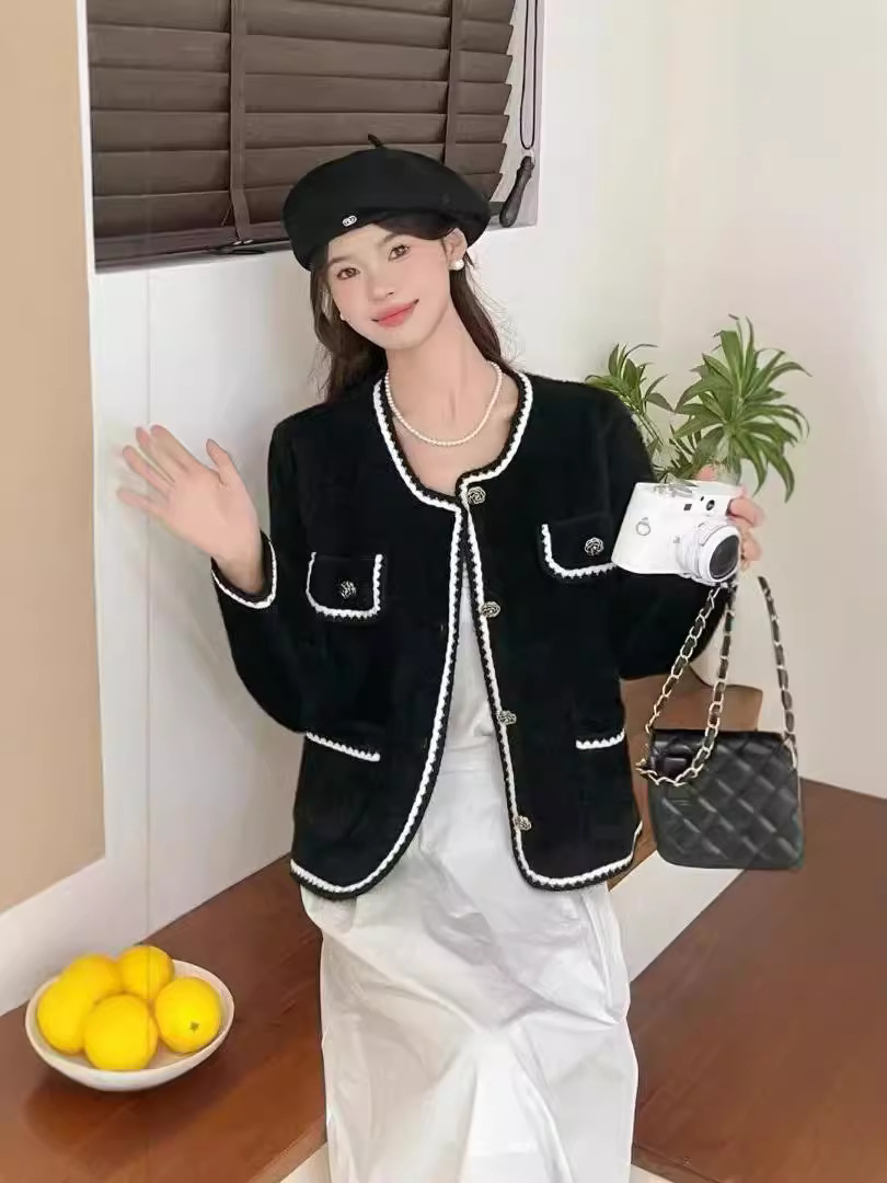 2024 nuevo temperamento francés celebridad pequeña fragancia cardigan de punto de estilo femenino de alta calidad imitación de agua suéter abrigo image 5