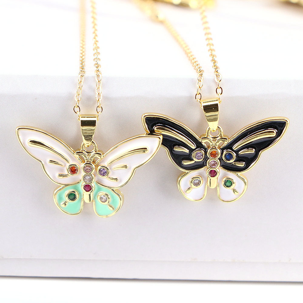 Fashion Color Butterfly Micro-inlaid Zircon Necklace Simple Necklace Jewelry display picture 3