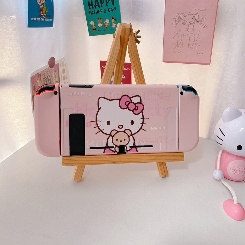 Hello Kitty for Nintendo OLED silicone soft painted drop-resistant cover split NS handheld game machine protective shell
