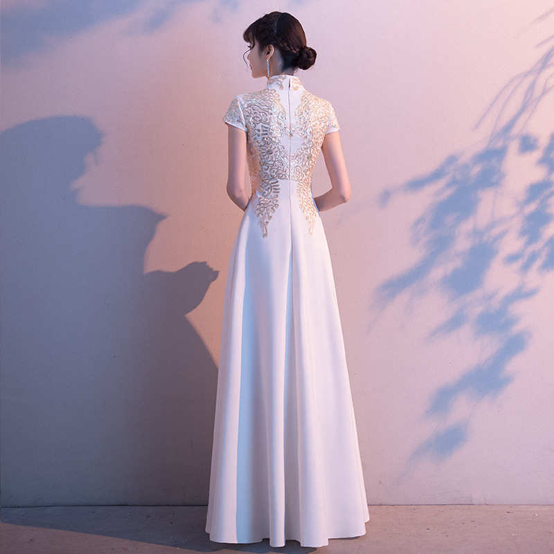 Vestido de Noche para Mujer 2026, Nuevo Estilo Otoñal, para Banquete, Actuación, Estilo Chino, Cheongsam Largo, para Presentadora de Coro, Moderno y Elegante image 6