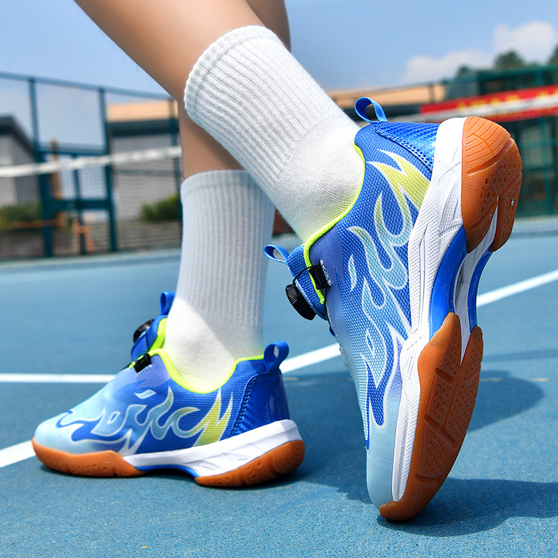 Nuevos zapatos de bádminton infantiles Beacon transfronterizos jóvenes ligeros respirables y amortiguadores botones giratorios zapatos de tenis de mesa