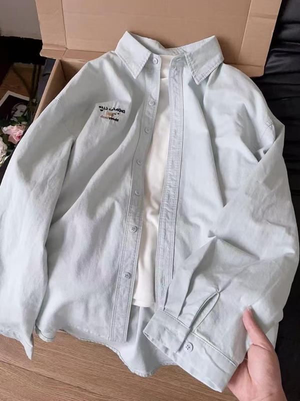 纯棉衬衫女新款宽松文艺免烫减龄洋气衬衣叠穿内搭跨境外贸上衣女|undefined