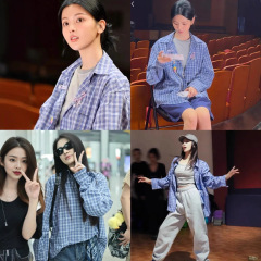 生C 2025秋季新款韩国东大门th*Bar*net宋茜杨超越同款格子衬衫女