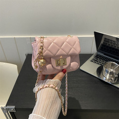 金球鏈條小方包女包包2023新款時尚小香風單肩韓版百搭菱格斜挎包