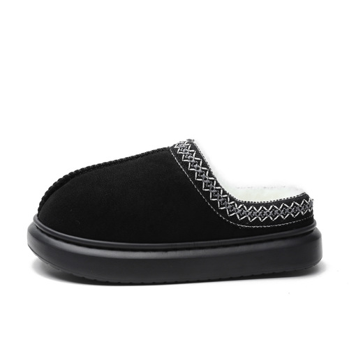 Cross-border Baotou fluffy slippers women's autumn/winter ethnic style cotton slippers for home use, warm and thick-soled cotton slippers for men and couples