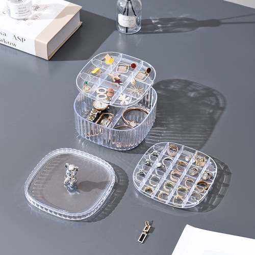 Jewelry storage box, multi-layer large capacity jewelry storage box, transparent partitioned necklace, earrings, bracelet, jewelry desktop box