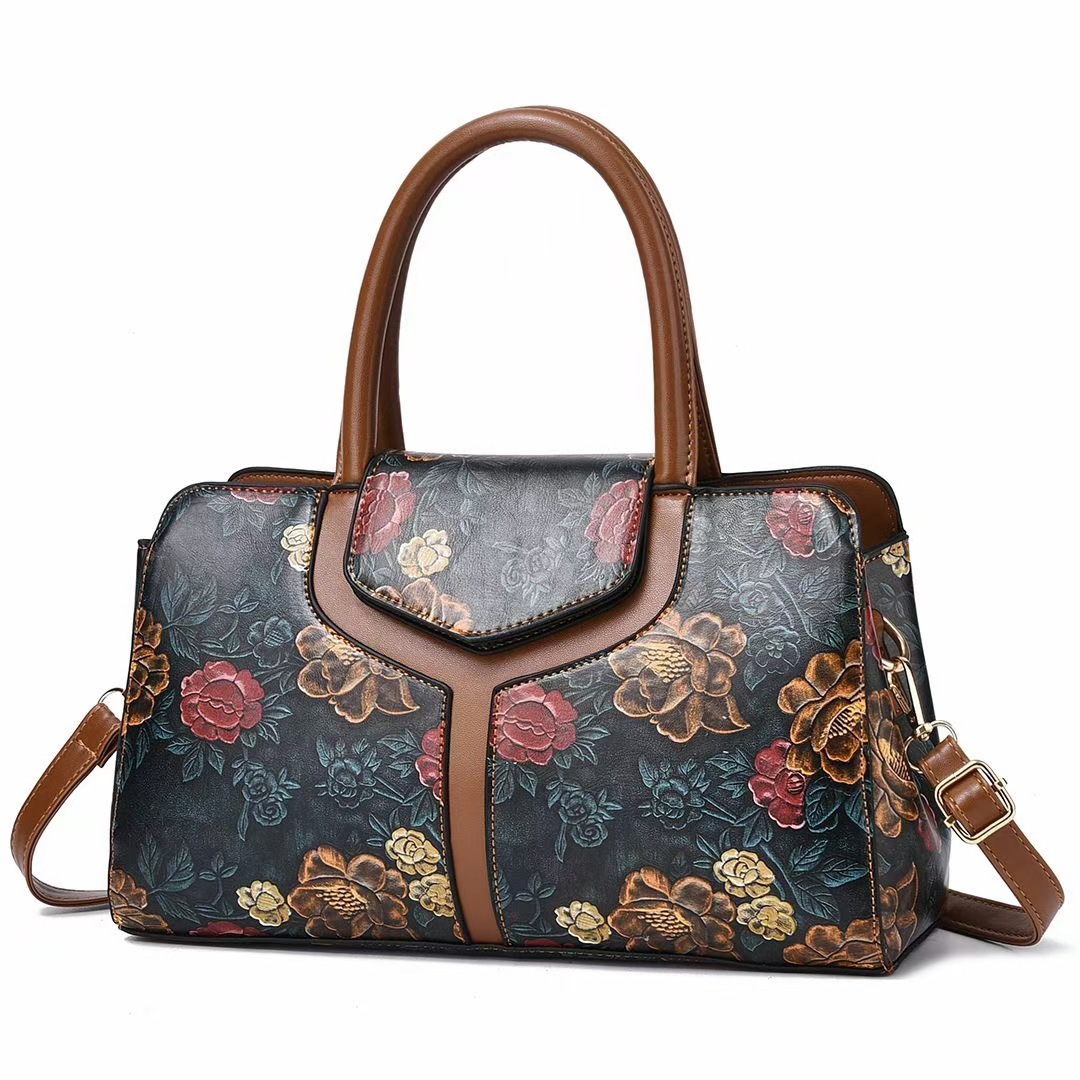 All Seasons Season Women's Gender Vintage Style Style Women's Large Pu Leather Color Block Vintage Style Square Zipper Handbag