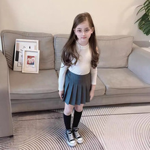 女童学院风秋冬美式复古TB百褶裙 高腰半身裙短裙儿女童半身裙