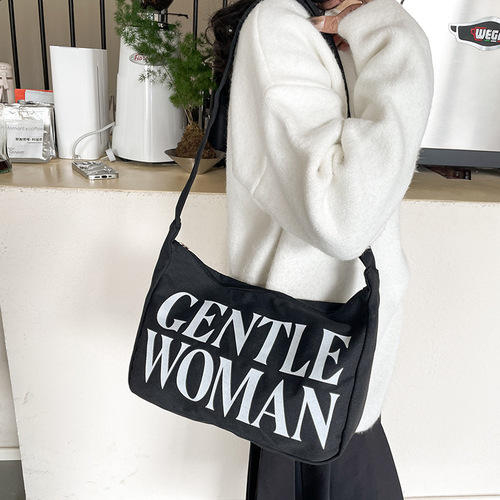 2024 Summer New Korean Style Simple Canvas Women's Shoulder Bag Large Capacity Tote Bag Forest System Casual Large Bag
