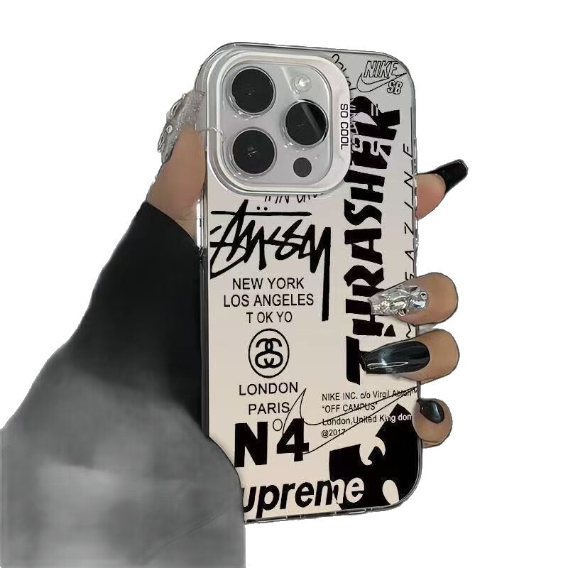 アルファベットのトレンディなブランド風iPhoneケース、個性的で元気なデザイン、iPhone17Promax/16/15/14/13対応、欧米風|undefined