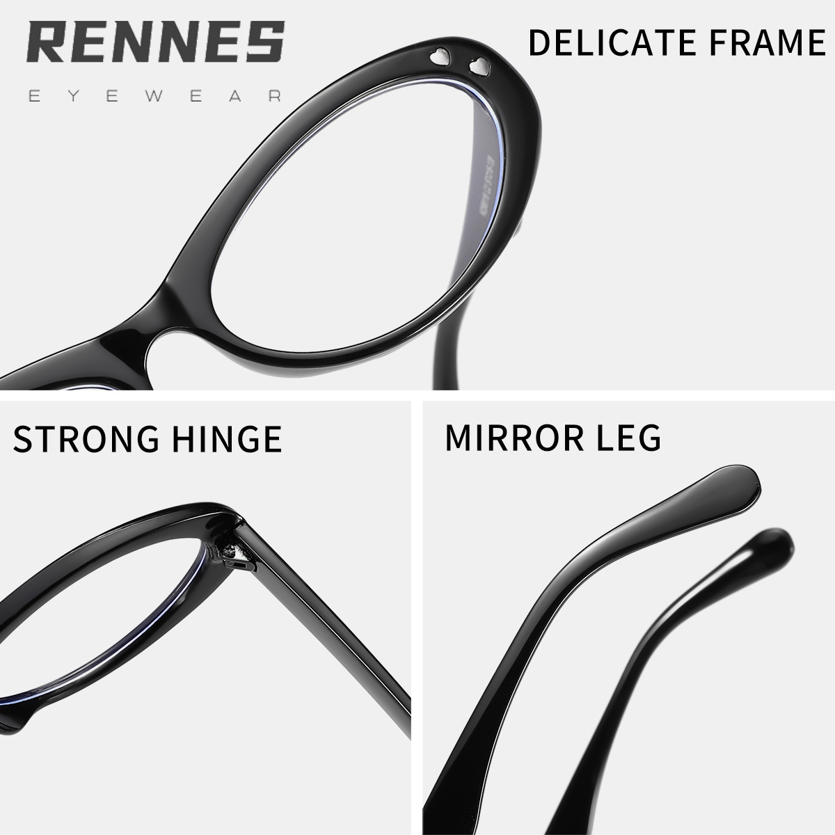 Nuevo marco ovalado retro transfronterizo, estampado de amor, espejo plano anti-luz azul sin maquillaje, gafas de marco de miopía para estudiantes