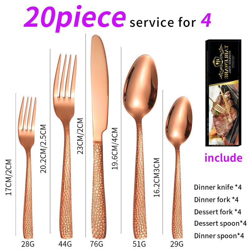 アマゾン角柄蛇紋ステンレス食器20/40点セットギフトボックスホテル西食器ステーキナイフフォークスプーン|undefined
