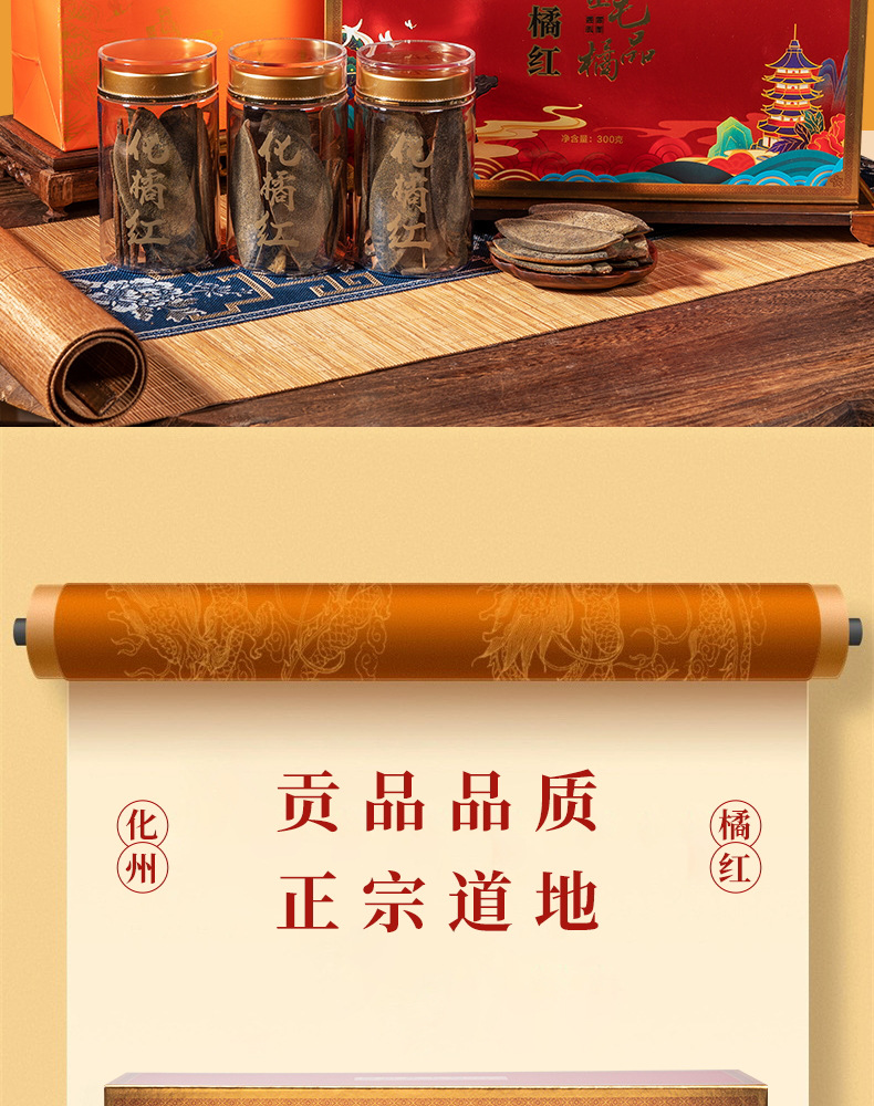 Huazhou Tangerine Peel Slices Hua Ju Hong Citrus Grandis Exocarp Gift Box 300g overview