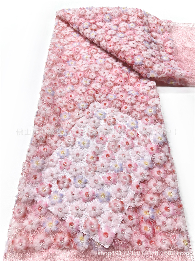 Fabricante nuevo 3D pequeña tela de flores y cuentas ins red con un vestido fresco pequeño vestido de tela de moda