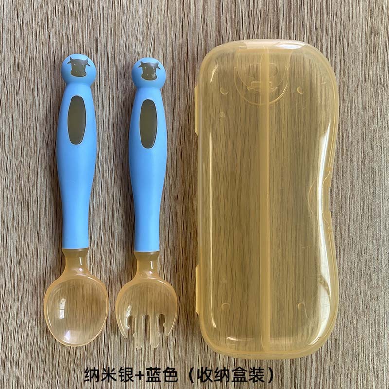 나노 실버블루 포크와 스푼 [박스세트]