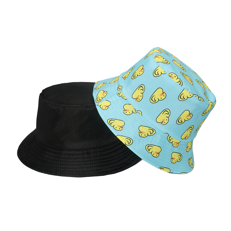 Flat Eaves Rim Women's Cute Duck Sewing Flat Eaves Bucket Hat