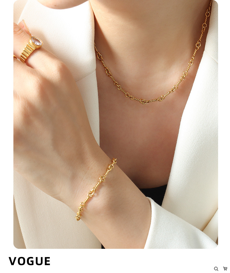 Fashion Geometric Titanium Steel Plating Bracelets Necklace