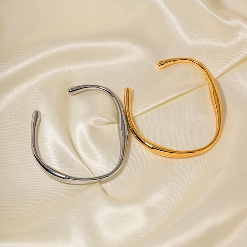 INS niche style women's titanium steel necklace 18K gold stainless steel special-shaped open bracelet Xiaohongshu same style bracelet