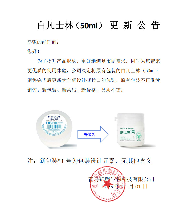 진슈리케 화이트 바셀린(50ml) - 1병 - 기상악화로 내용물이 녹아 일시적으로 진열대에서 제외되었습니다.