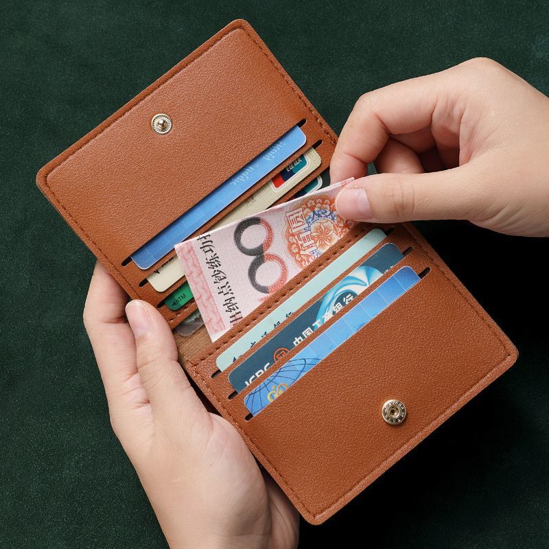 Card Holder, Genuine Soft Leather, Short Style, Compact, Bank Id Card Holder, Driver's License Wallet, Simple, Lightweight, Anti-Degaussing Card Holder