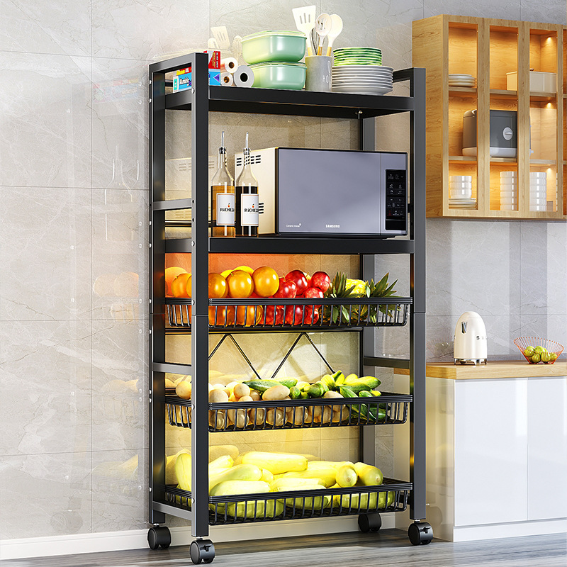 Multi-funcional multi-capa de almacenamiento en rack cocina piso balcón sala de estar organizador de almacenamiento móvil estante de la capa