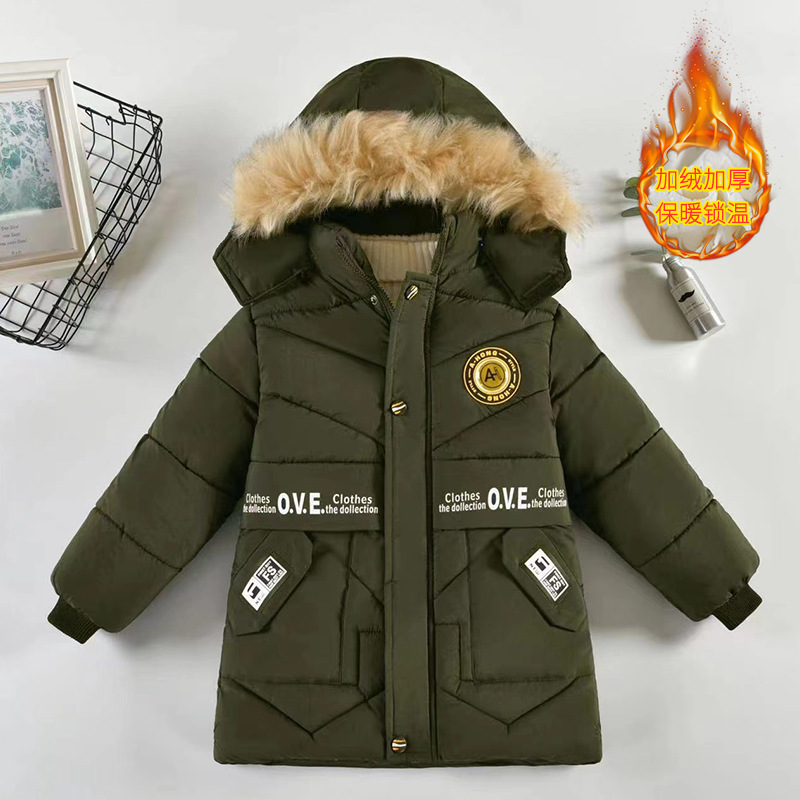 Ropa de invierno para niños engrosada ropa acolchada de algodón de moda abrigo de invierno para niños de longitud media estilo occidental cálido nueva chaqueta acolchada de algodón moda