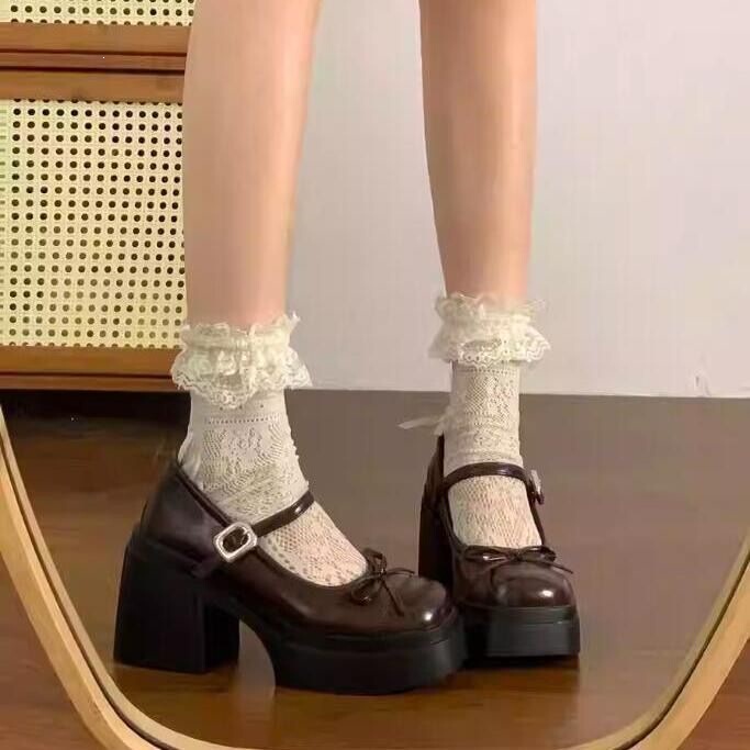Chunky Heel Height-Increasing Mary Jane Shoes Paired with Skirts, Japanese School Style Jk Cute Bowknot Leather Shoes, 2026 New Model Chunky Heel Height-Increasing Mary Jane Shoes Paired with Skirts, Japanese School Style Jk Cute Bowknot Leather Shoes, 2026 New Model