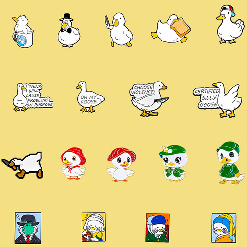 Original cartoon cute duck series brooch metal animal badge pin for clothing bags pencil cases accessories