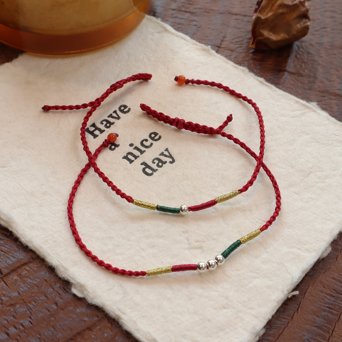 All-over S925 silver bead red string bracelet, good luck charm for the zodiac year, Chinese style, finely crafted, high-end, simple gift for couples