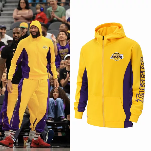 Lakers Spring and Autumn Cross-border Foreign Trade Sports Hooded Sweatshirt Zipper Suit Jacket Men's Loose Basketball