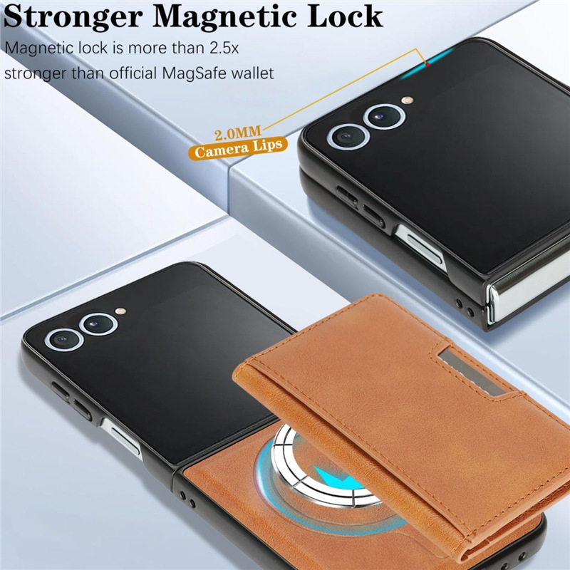 Samsung Foldableing Flip Z Flip7 Mobile Phone Case Z Flip6 Protective Cover Split Card Holder 4 Magnetic Suction 3 Wallet Card Holder