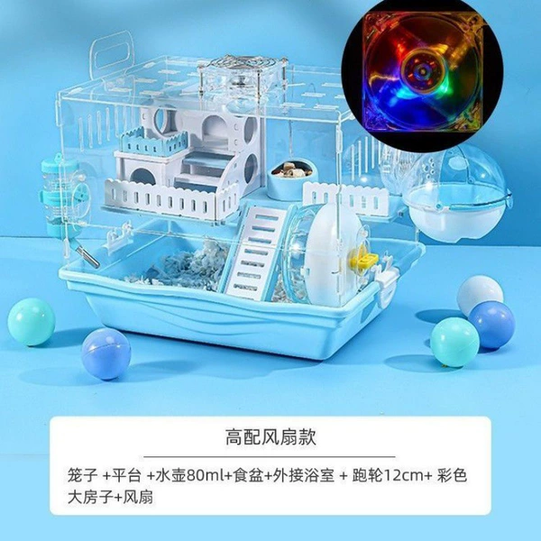 Hamster cage acrylic high fan model blue ★