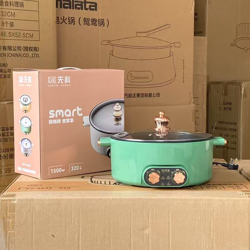 新型Xianke電気鍋5Lダブルコントロールノンスティック電気鍋厚型鴛鴦鍋多機能大火力電気鍋|undefined