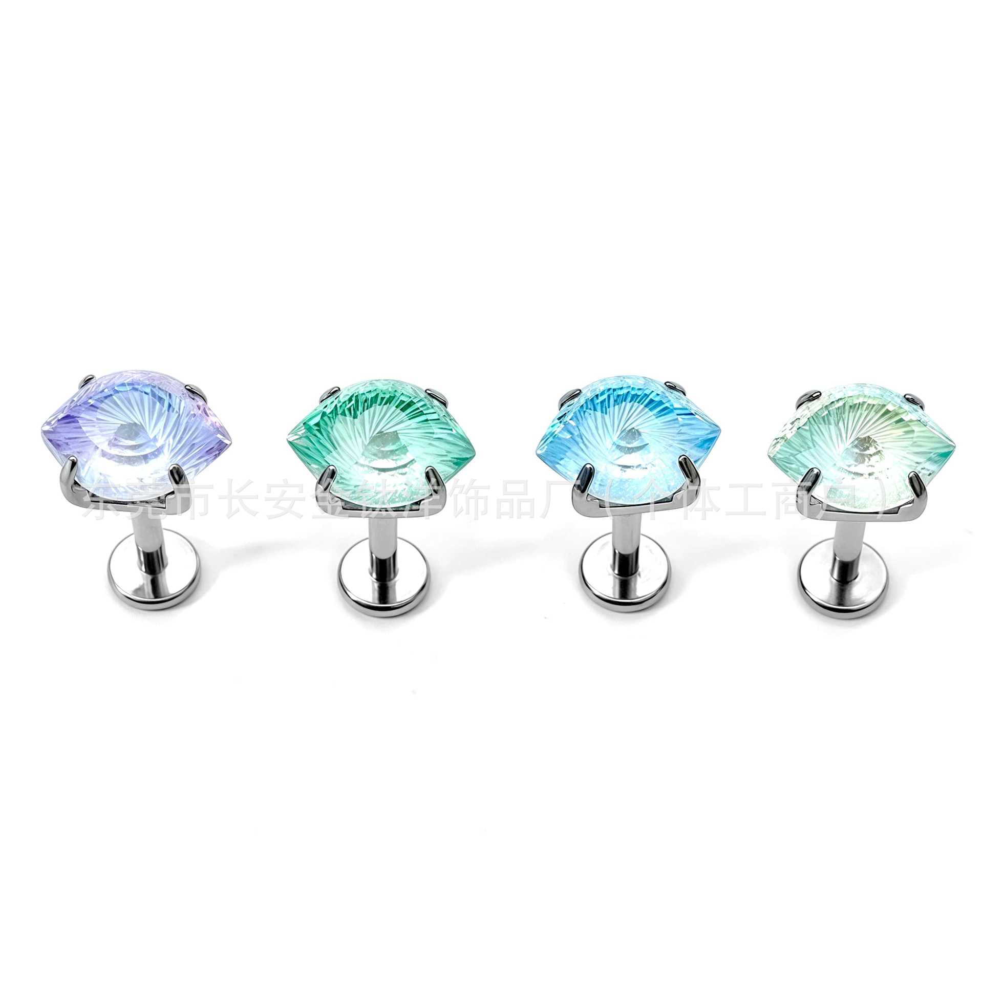 F136 Titanium Round Base Claw-Set Angel Eye Lip Stud Nose Stud Tongue Stud Ear Stud G23 Titanium Alloy Body Piercing Jewelry detail image 4