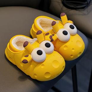 Children's cotton slippers boys winter girls children infants indoor home baby non-slip Plush Bag heel cotton shoes winter