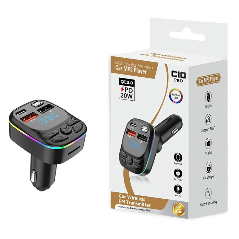 Популярный автомобильный Bluetooth MP3 C6p, громкая связь с дистанционным управлением, FM-передатчик, автомобильное зарядное устройство Bluetooth 3A, заводское зарядное устройство