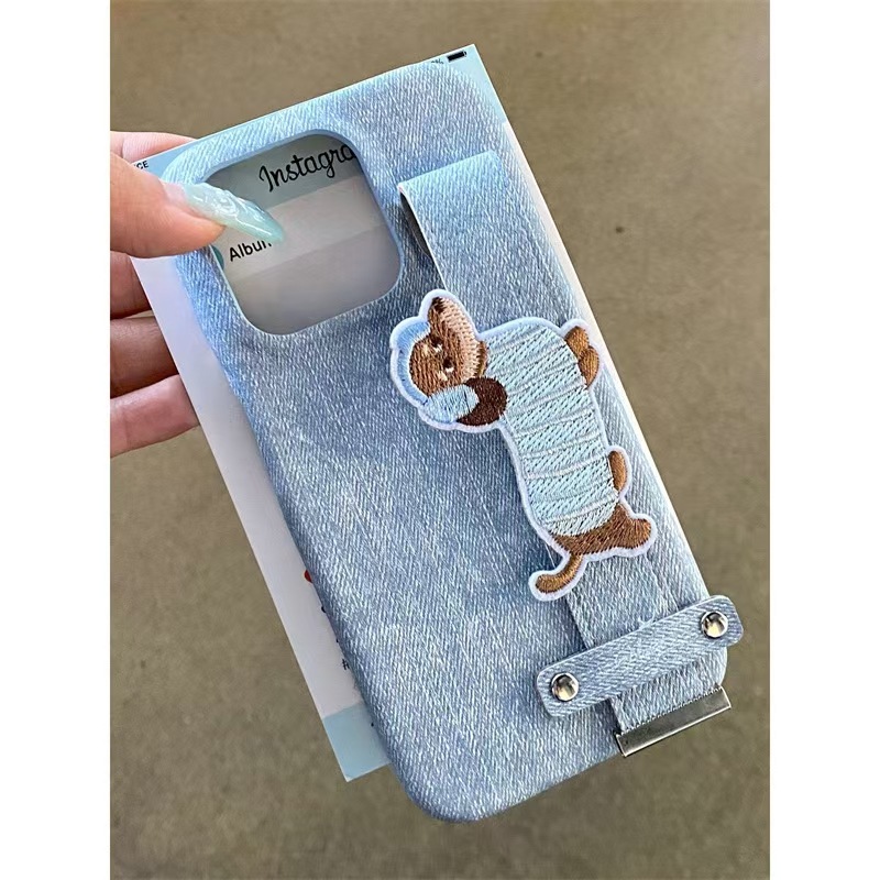 Ins nueva pulsera de perro salchicha de color sólido para iPhone 15ProMax funda para teléfono móvil 14 Apple 13Pro Mujer 12