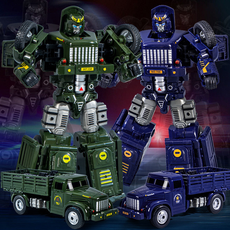 Children's manual deformation robot truck simulation military vehicle model inertial aircraft boy car simulation model